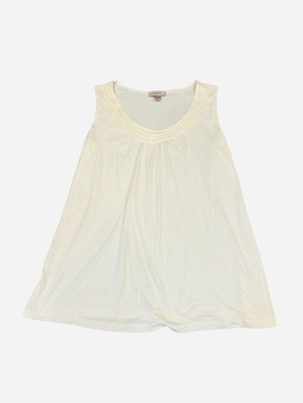 LOFT Cream Scoop Neck Sleeveless A-Line Tank